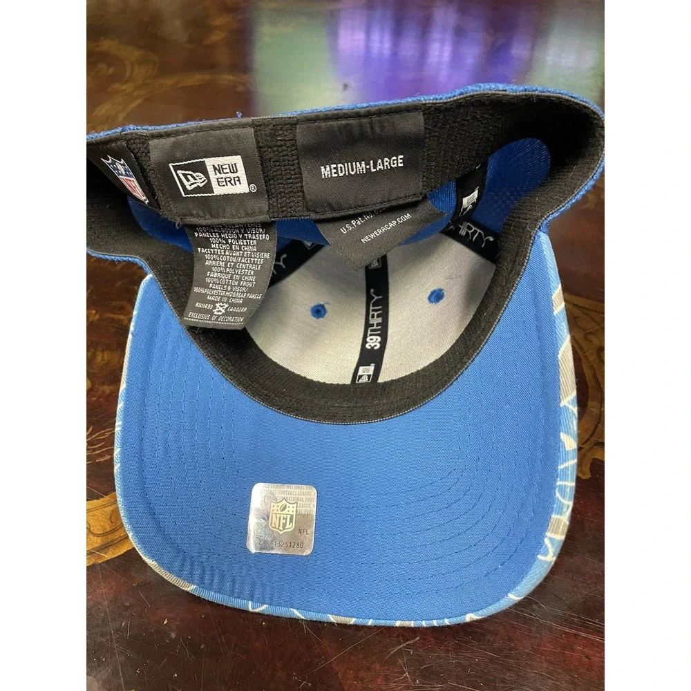 Detroit‎ Lions New Era Blue Embroidered Logo NFL x Fitted 39 Thirty Flex Hat M/L